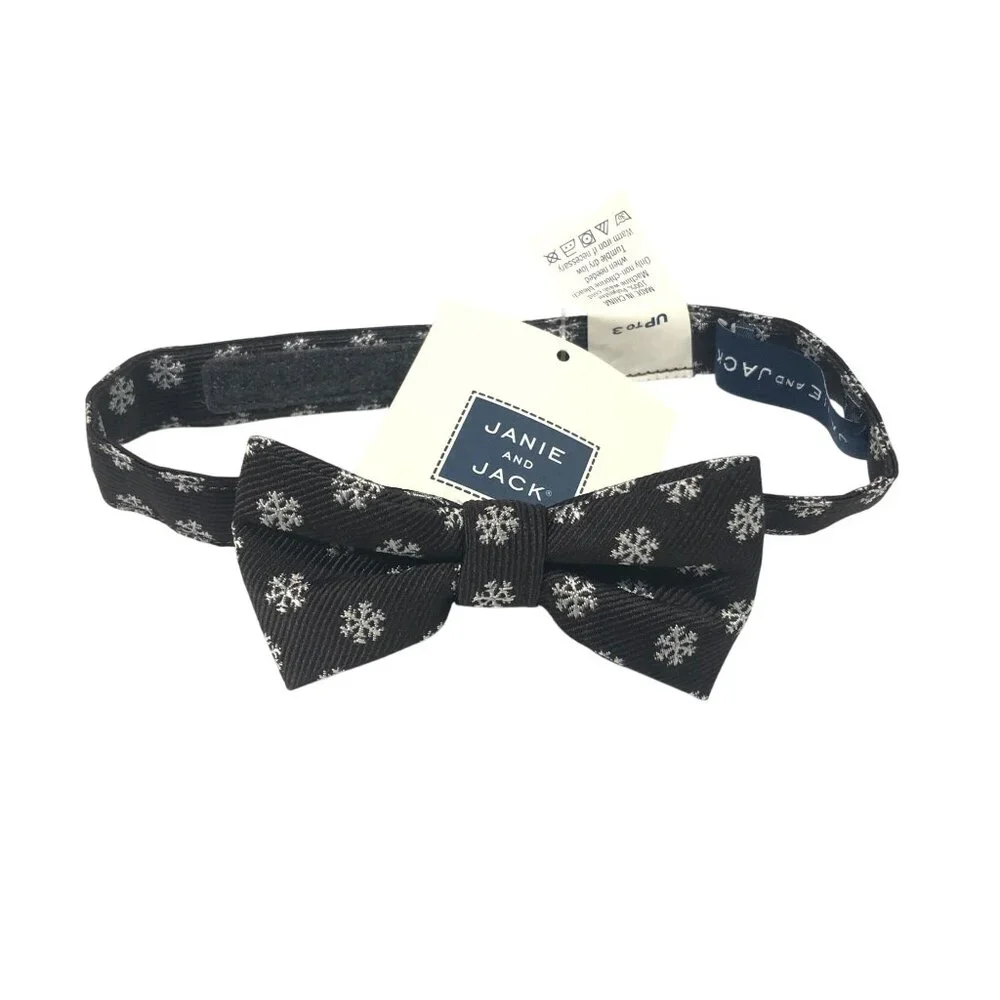 Janie and Jack Boys Bowtie Snowflake Novelty Print Black Up to 3 Years